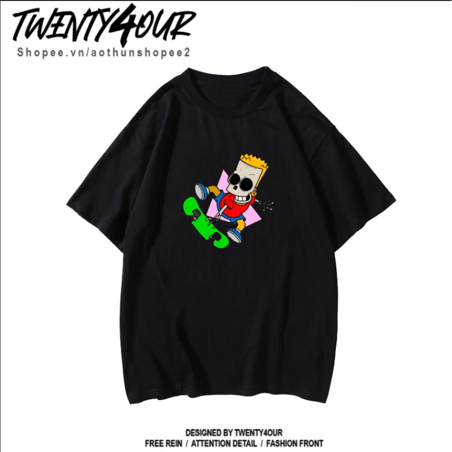 Áo Phông Tay Lỡ Skull Bart Simpson Phong Cách Âu Mỹ Unisex Form Rộng 100% Cotton ◦ ྇