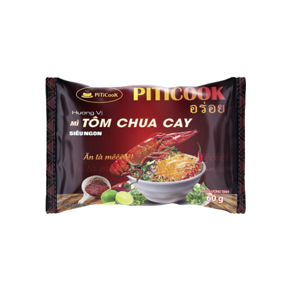Mì tôm vị Tôm chua cay, đậm vị, siêu ngon chính hãng Piticook 60g | BigBuy360 - bigbuy360.vn