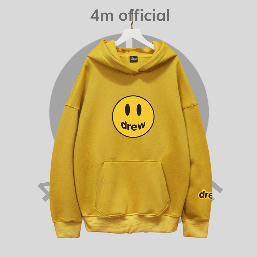 Áo Hoodie Drew mặt cười 4M OFFICIAL vải nỉ bông, áo hoodie form rộng unisex