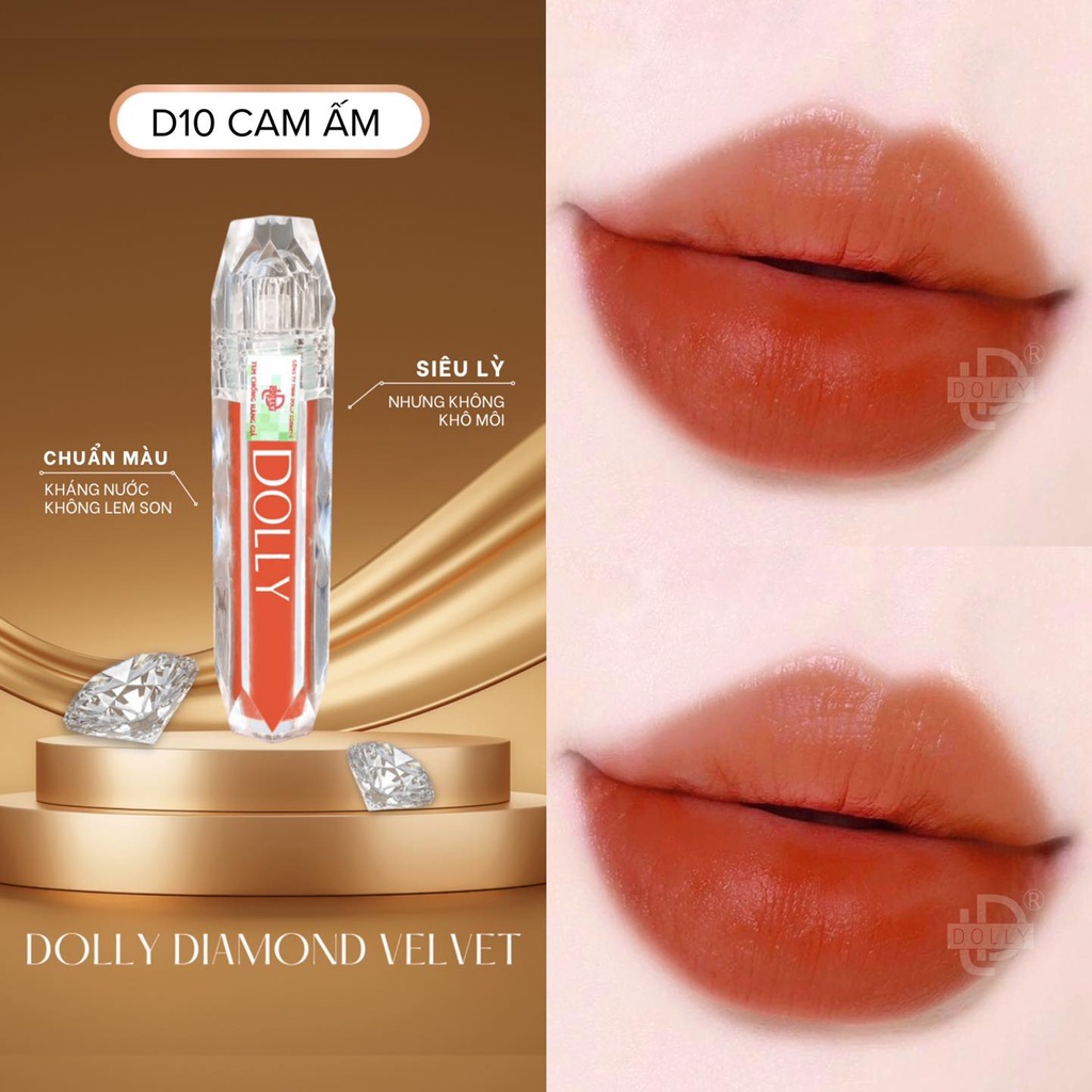 Son Kem Lì  DOLLY DIAMOND VELVET Không Chì Cao Cấp NEW 2022