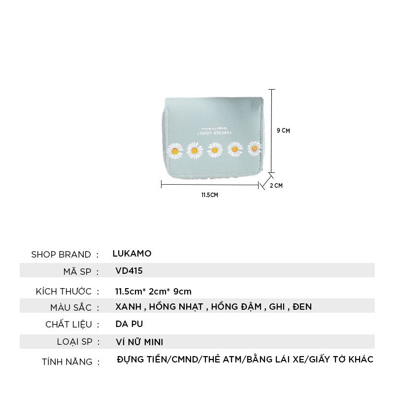 Ví nữ mini MADLEY dễ thương ngắn cầm tay nhiều ngăn nhỏ gọn bỏ túi thời trang cao cấp LUKAMO VD415