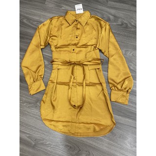 Đầm sơ mi lụa kèm belt rời