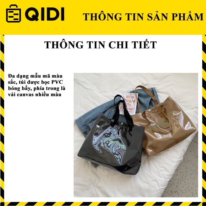 Túi Tote Canvas Skillfully Cỡ Lớn Bọc PVC Trong Suốt Chống Thấm Nước - Màu Trà Sữa