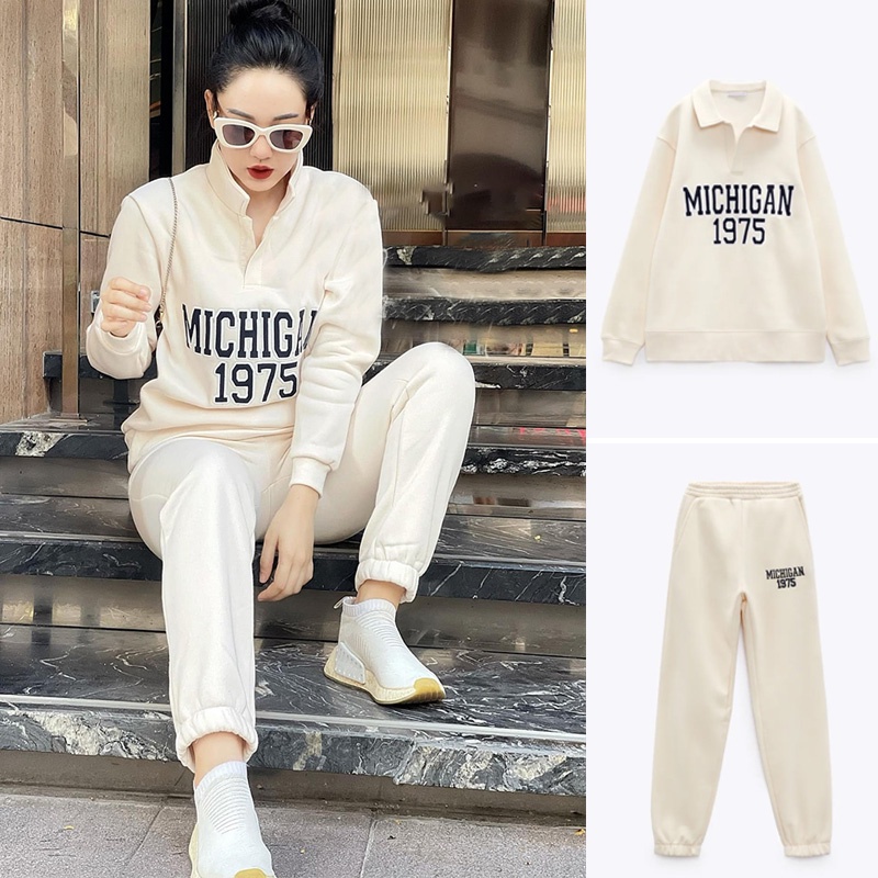 BỘ ÁO NỈ POLO VÀ QUẦN JOGGER MICHIGAN MÀU KEM - 1131/803 1131/805