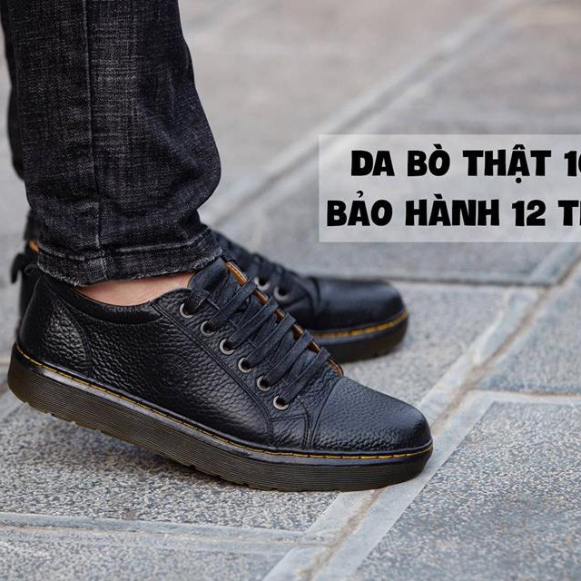 Giày da nam dáng đốc cao cấp, giày dr marten da sằn từ da bò thật 100% đế cao su đúc nguyên khối chắc chắn TUXILO TX07