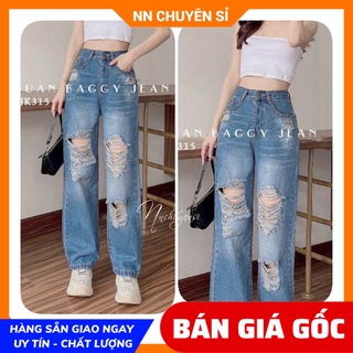 Quần Baggy Jean Ống Suông Rách BGJ315 ⚡Hàng đẹp⚡Ảnh thật⚡