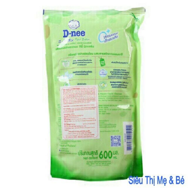 Combo 3 Túi nước rửa bình sữa Dnee Organic Thái Lan 600ml