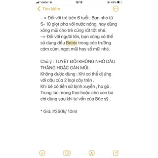 TINH DẦU BABIX( công dụng trên ảnh)