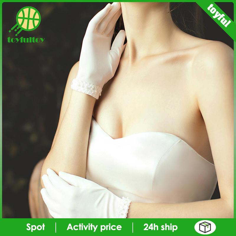 Găng Tay Satin Ngắn Toàn Diện Dành Cho Cô Dâu Trong Tiệc Cưới