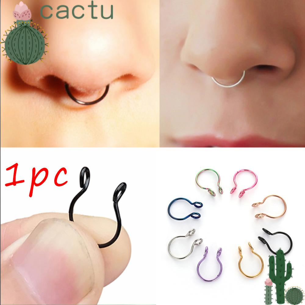 Khuyên mũi đường kính 8mm bằng thép không gỉ không cần xỏ thời trang dành cho nữ