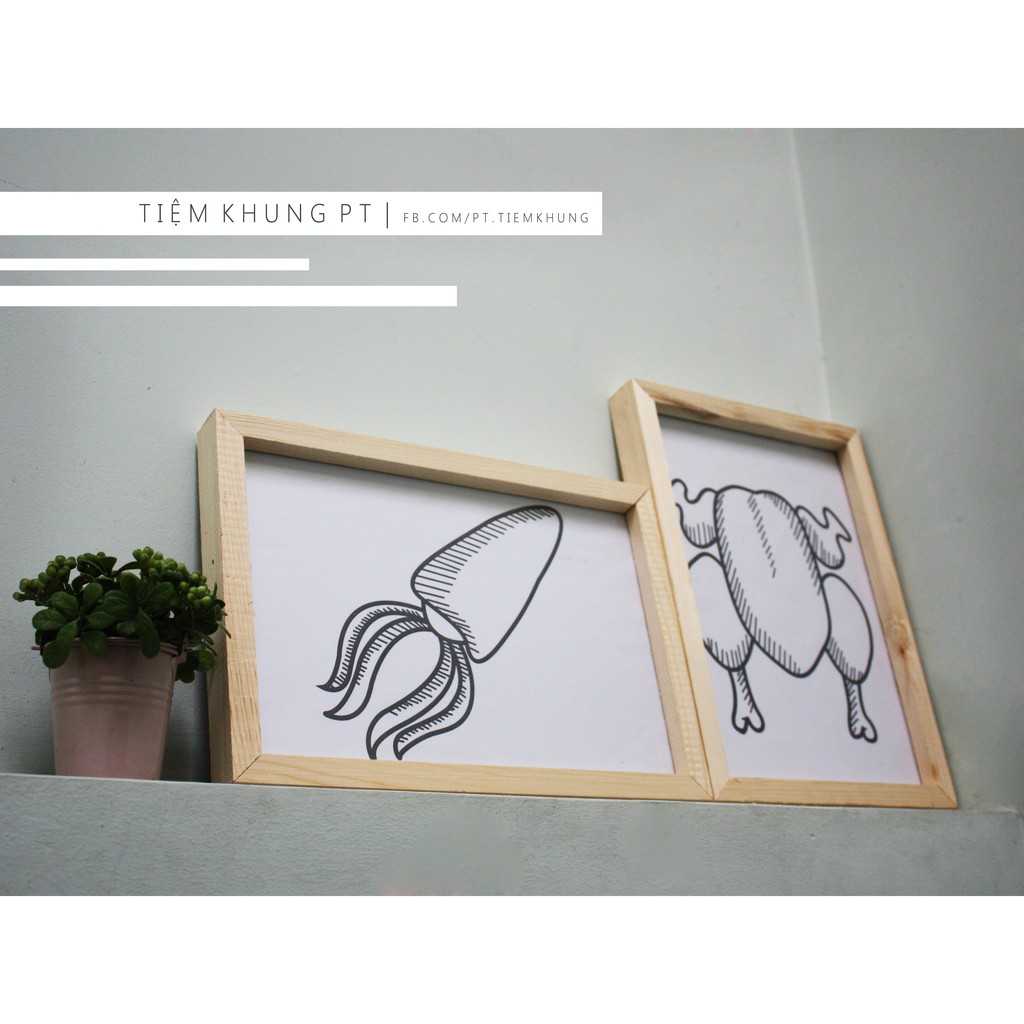 Khung ảnh A4 21x30 - Khung hình gỗ thông mặt kính - Khung ảnh đẹp treo tường để bàn - Picture Frames Tiệm Khung PT