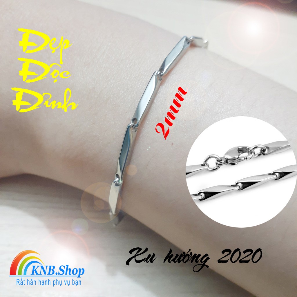 Lắc tay nữ inox cao cấp kiểu hỏa tiễn 2mm độc lạ siêu đẹp, chuẩn thời trang