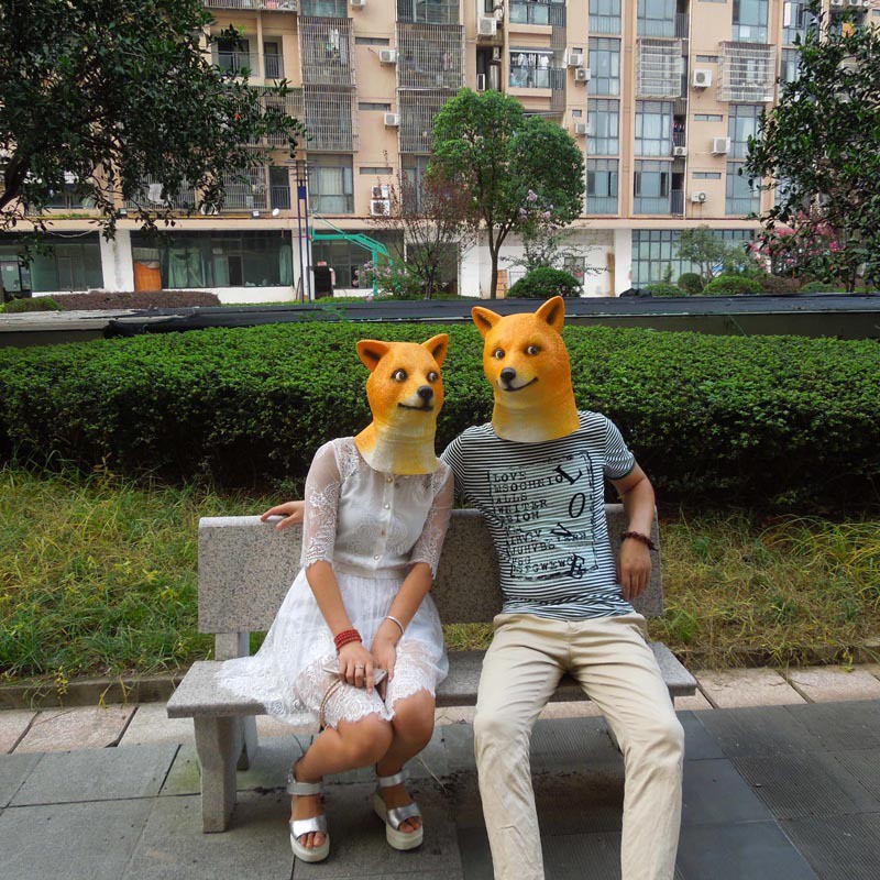 Mặt nạ hóa trang hình chú CHÓ NGÁO VÀNG chó husky shiba  dùng trong hóa trang halloween Cosplay trung thu lễ hội