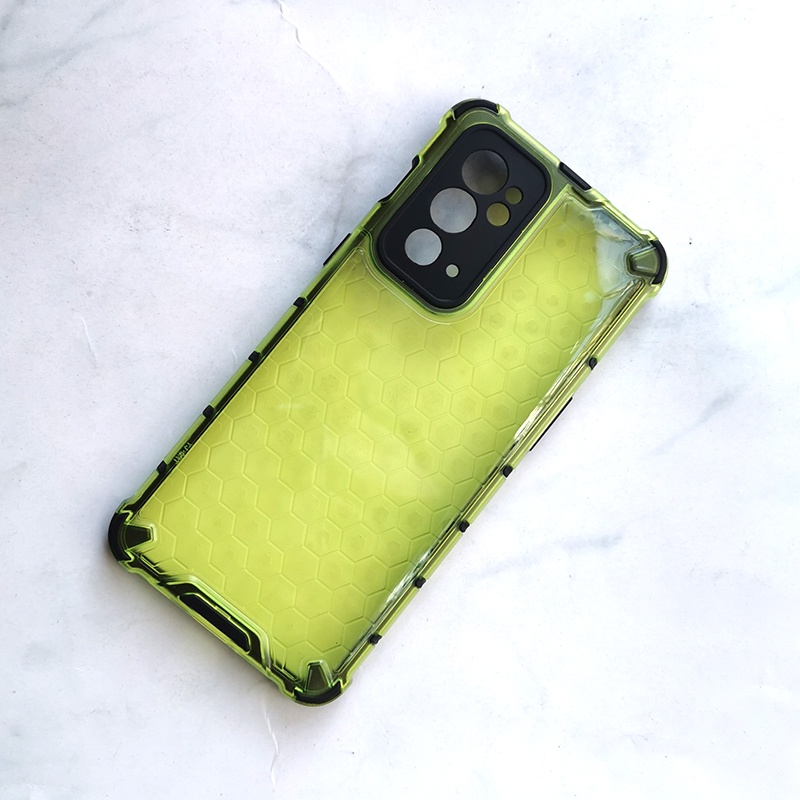 Ốp điện thoại TPU PC Hybrid trong mờ chống sốc họa tiết tổ ong dành cho OnePlus 9RT 5G