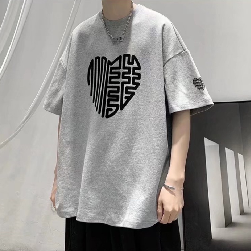 Áo Thun Mùa Hè Dáng Suông In Họa Tiết Chữ Thời Trang Phong Cách Hàn Quốc Cho Nam size M-8XL