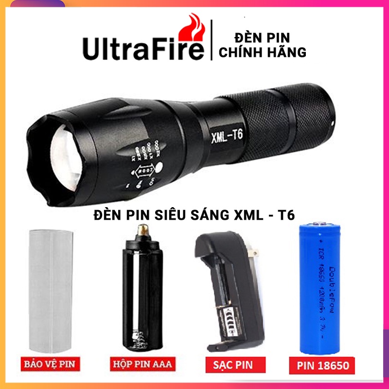 Đèn pin cầm tay ⭐ Đèn pin siêu sáng Ultrafire Xml T6 ⭐ chiếu xa chống nước tuyệt đối - Bảo hành uy tín | BigBuy360 - bigbuy360.vn