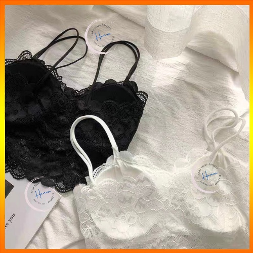 Áo Ngực Nữ Brallete 2 Dây Phối Ren Hình Hoa Có Mút Nâng Ngực Sexy Quyến Rũ Hanva