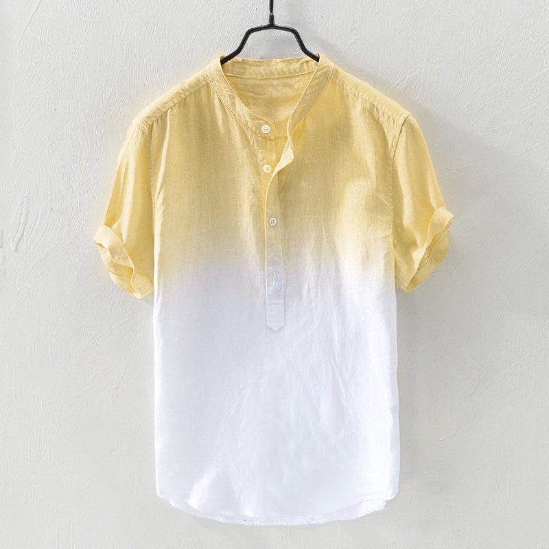 Áo Sơ Mi Cotton Nhuộm Màu Gradient Thoáng Khí Thời Trang Mùa Hè Cho Nam