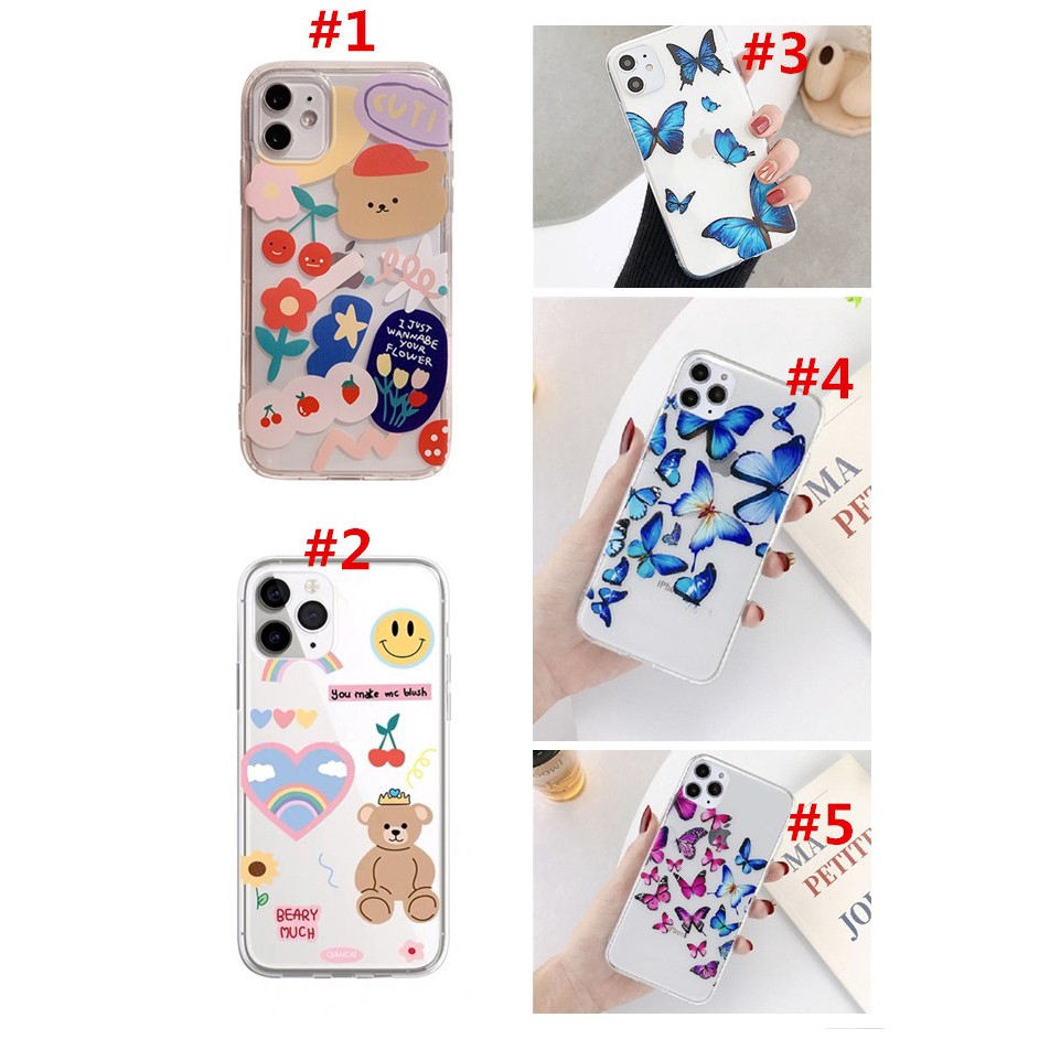 Ốp Điện Thoại Tpu Dẻo Trong Suốt Họa Tiết Hoạt Hình Gấu / Bướm Dễ Thương Cho Iphone 11 Pro X Xs Max Xr 6s 6 7 8 Plus Se 2020 | BigBuy360 - bigbuy360.vn