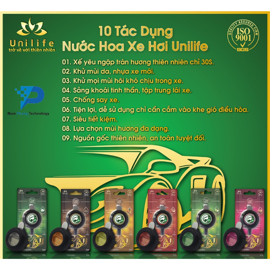 NƯỚC HOA XE HƠI UNILIFE - HƯƠNG THƠM SẢNG KHOÁI - THOẢI MÁI LÁI XE