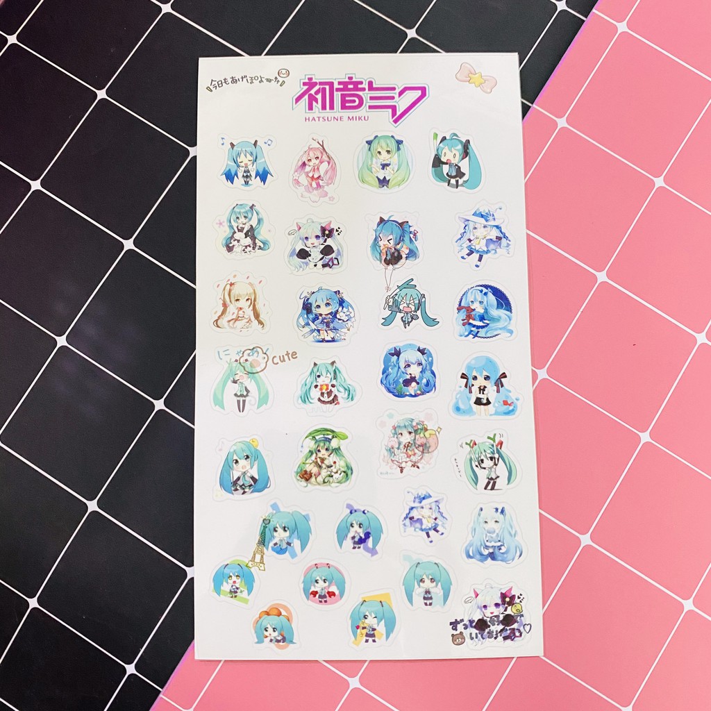 Ảnh dán trong 1 tấm sticker anime chibi dễ thương quà tặng trang trí xinh xắn
