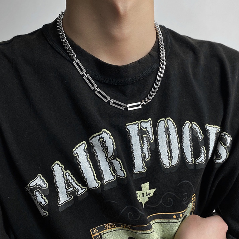 Dây chuyền 19A1545 họa tiết hình học ghép nối phong cách hiphop đường phố hợp thời trang