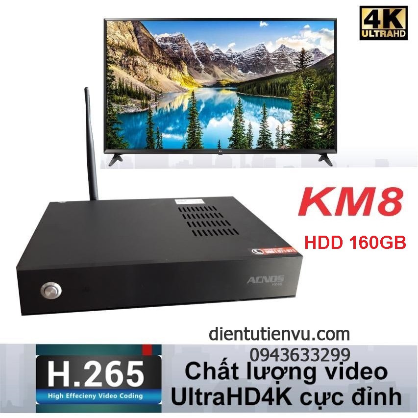 Đầu karaoke Wifi Youtube Acnos KM8 (Đen) Tặng HDD 160GB