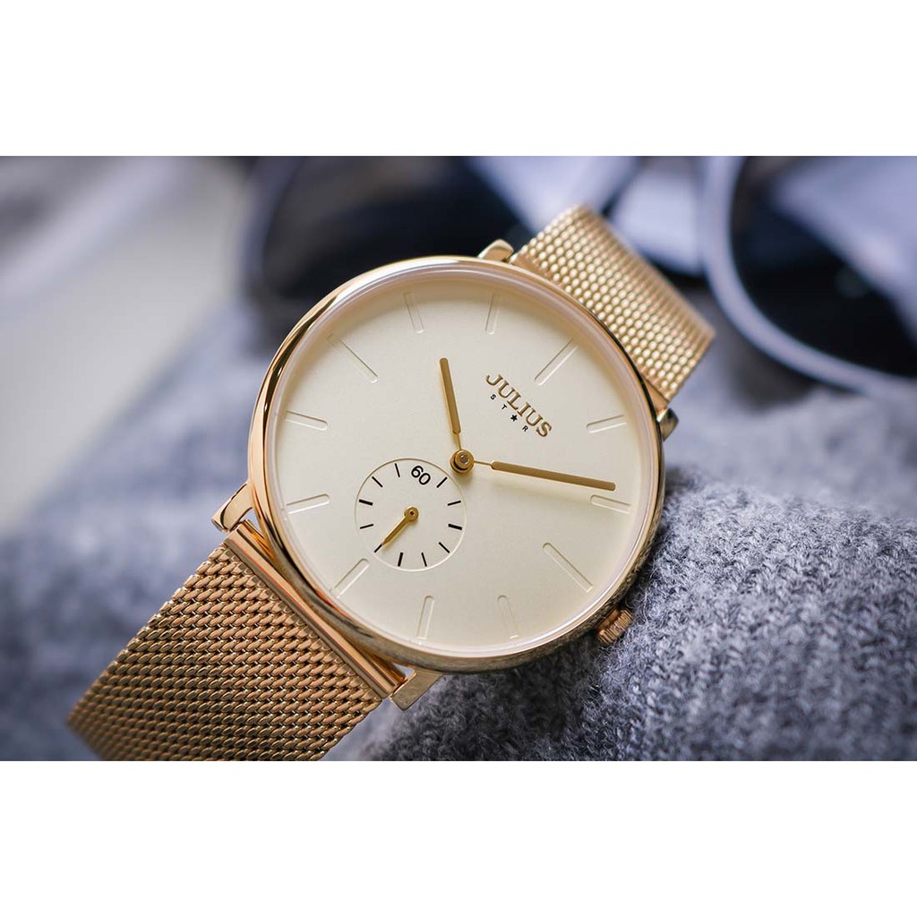 Đồng hồ nữ JS-043B Kính Sapphire Julius Hàn Quốc dây thép ( Đồng )