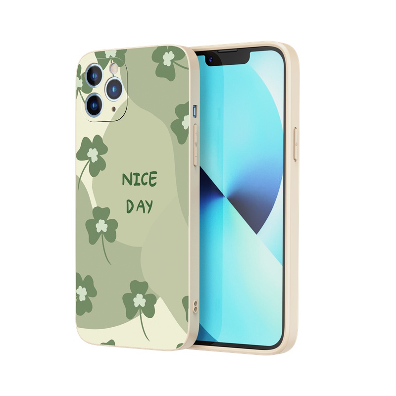 Ốp lưng iphone Ốp điện thoại Suntaiho silicon mềm hình cỏ bốn lá cho iPhone 13 12 11 Pro Max X XR Xs Max 7 8 Plus 12mini 13mini