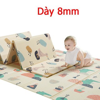 Thảm trải sàn xốp XPE 2 mặt phủ Silicone Hàn Quốc mẫu đẹp chống thấm tuyệt đối, chống ngã, cho bé tập bò kèm túi 1m8- 2m