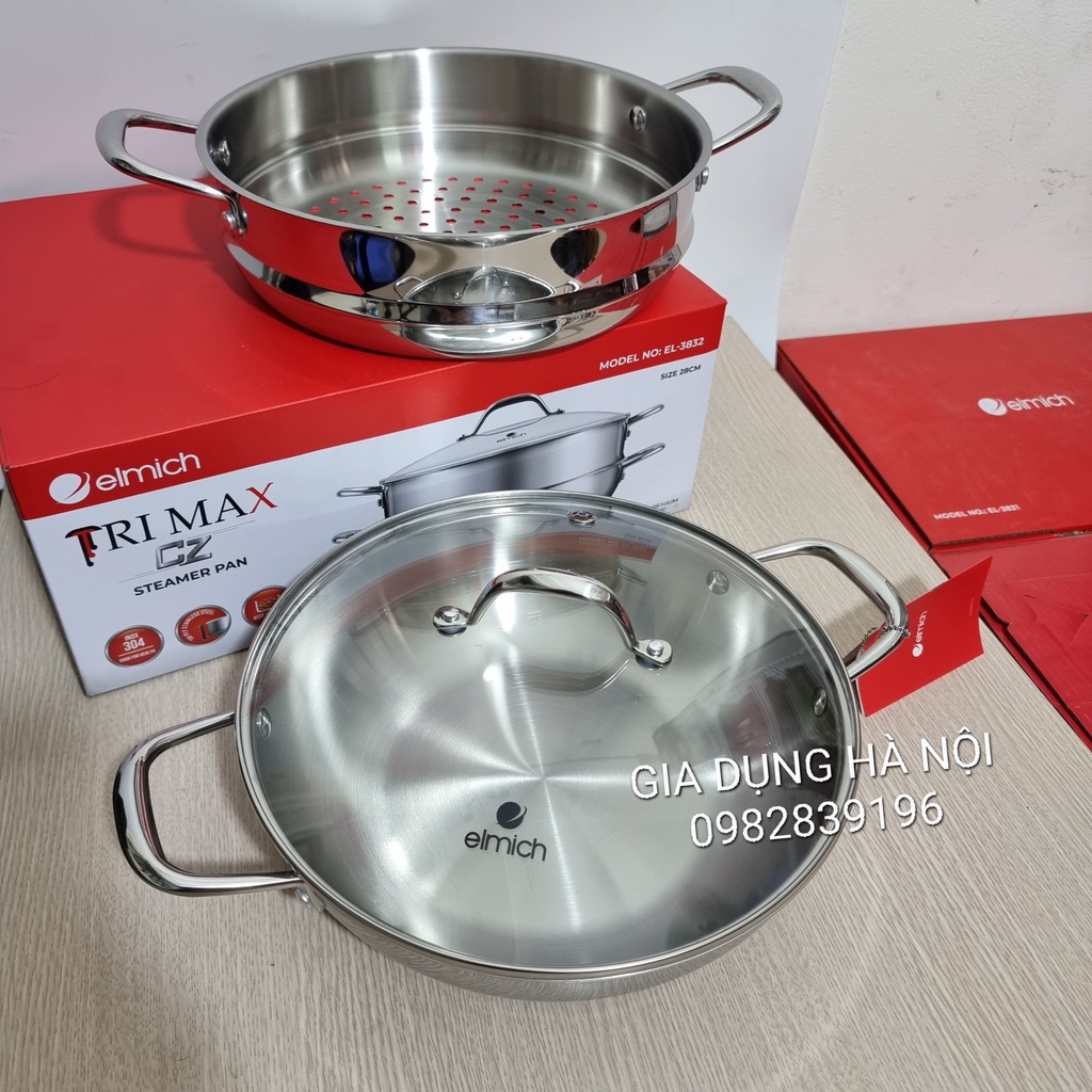 Nồi Chảo Hấp Inox Elmich Trimax Czech 3832 28cm