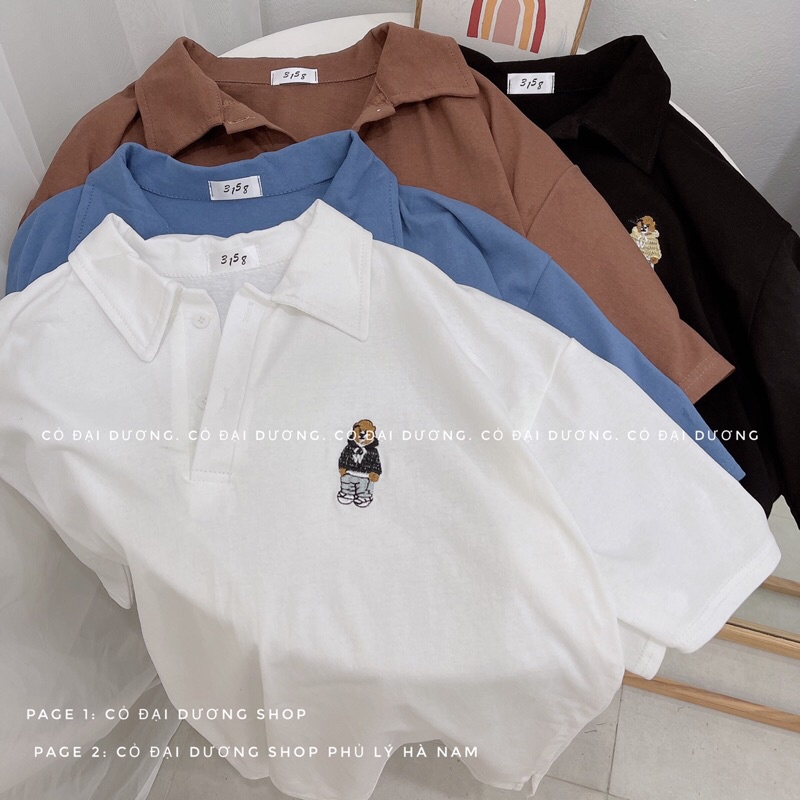 Áo polo thêu gấu