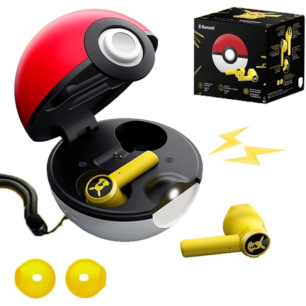 Tai nghe Bluetooth mới 2023 Tai nghe không dây chân thật Pokemon chính hãng Pikachu Bluetooth 5.0 Điều khiển bằng cảm ứng Tai nghe không dây đầu búa