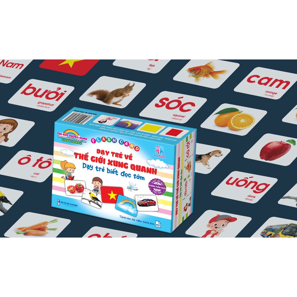Combo 1 Bộ thẻ học  khổ A5 cao cấp không thấm nước + 1 Bộ thẻ học khổ A5 chữ cái tiếng Việt và chữ số