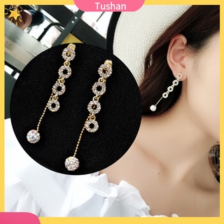 Khuyên tai dài đính đá giả thời trang xinh xắn cho nữ