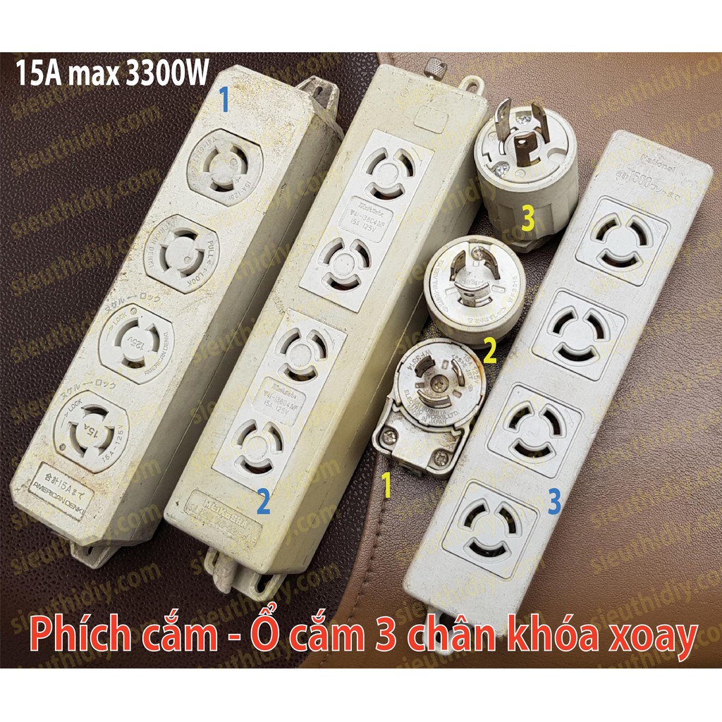 Phích - Ổ cắm 3 chân khóa xoay Nhật Bãi