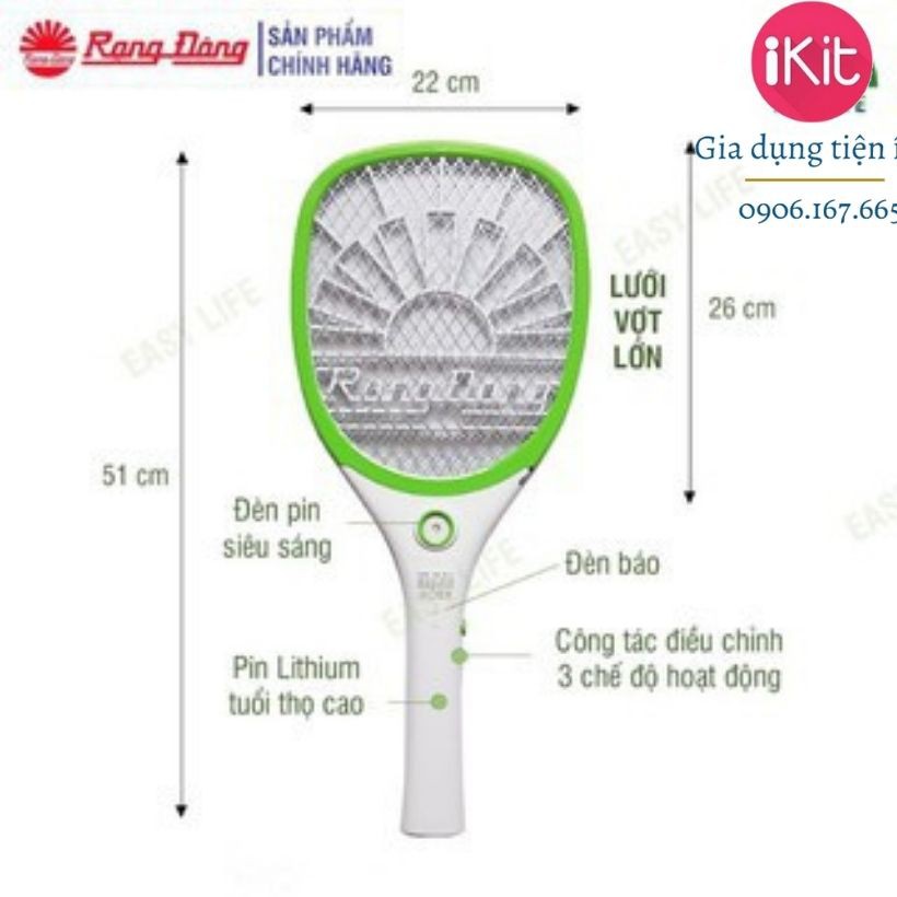 Vợt muỗi, Vợt bắt muỗi cao cấp Rạng Đông, hàng chính hãng Việt Nam