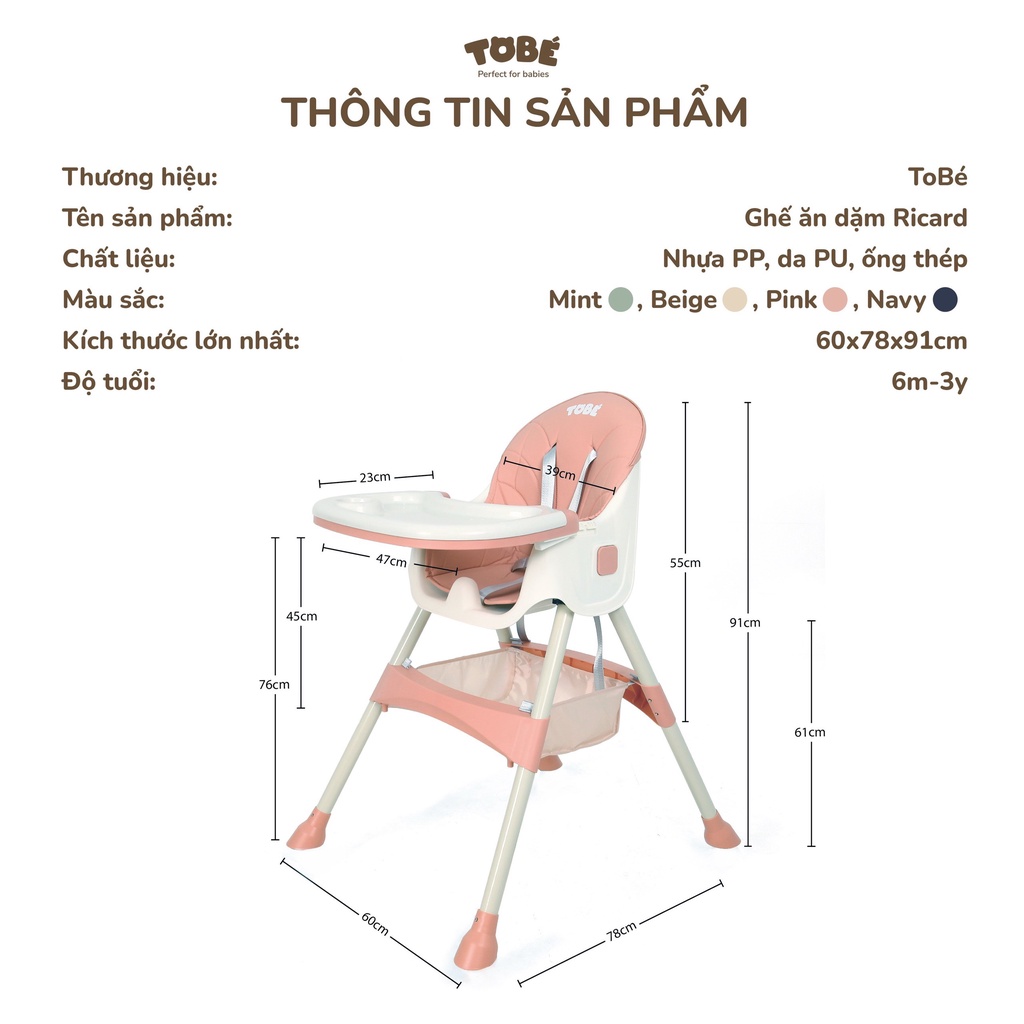 GHẾ ĂN DẶM TOBE RICARD GẬP GỌN TB 3126