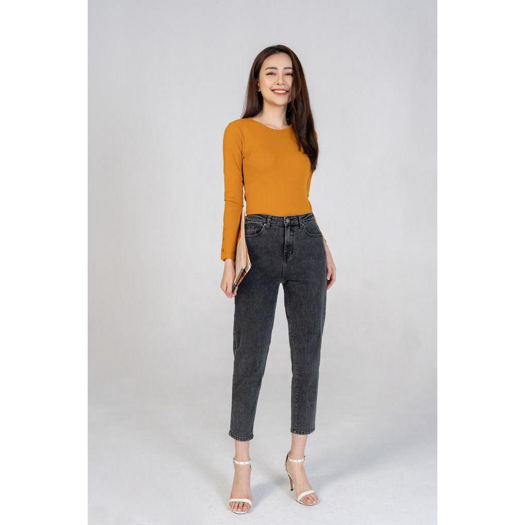 Quần jean nữ baggy cạp cao Yody đen khói trẻ trung năng động  QJN3126