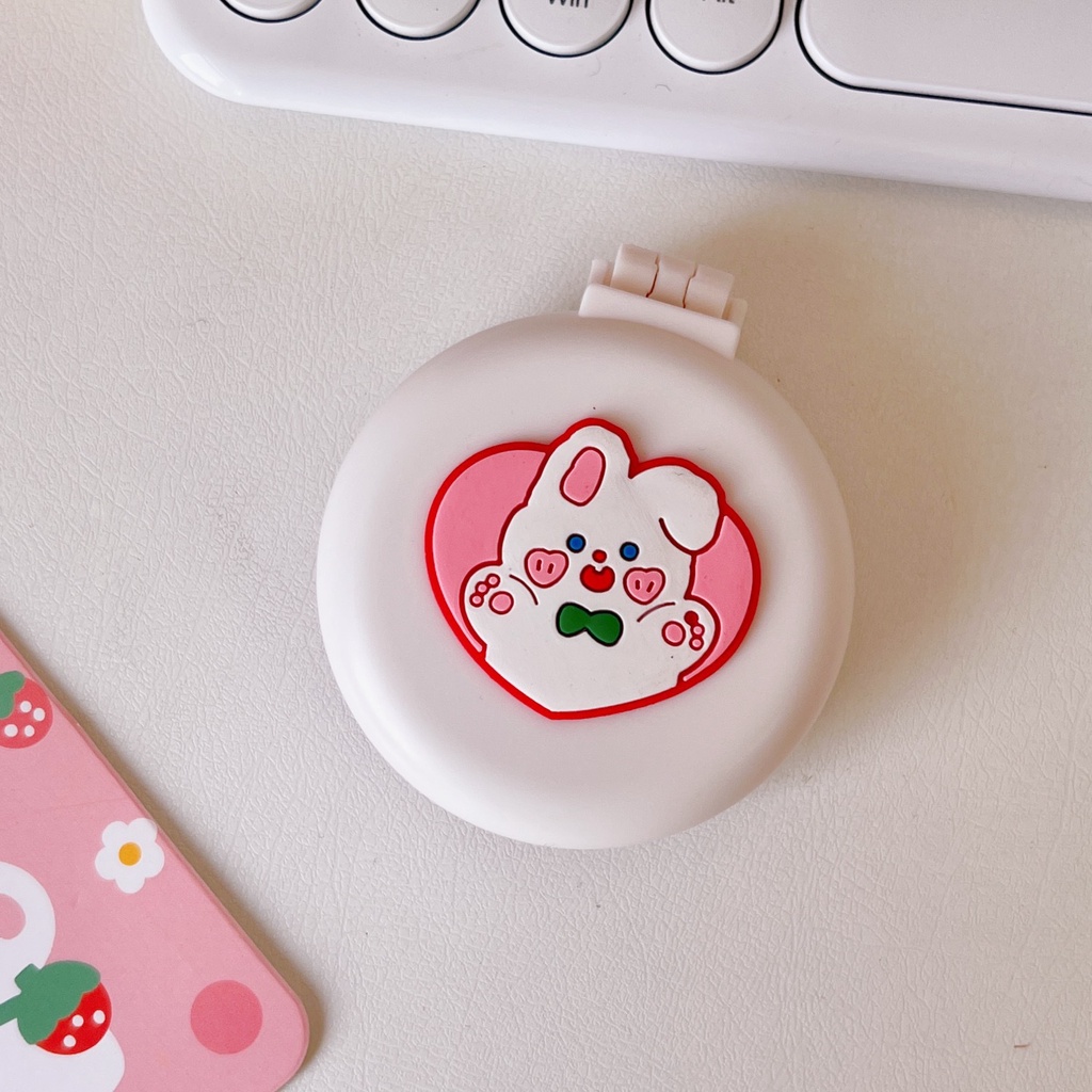 Lược Chải Tóc Mát Xa Mini Tích Hợp Gương Kiểu Hoạt Hình Đáng Yêu Cho Bé