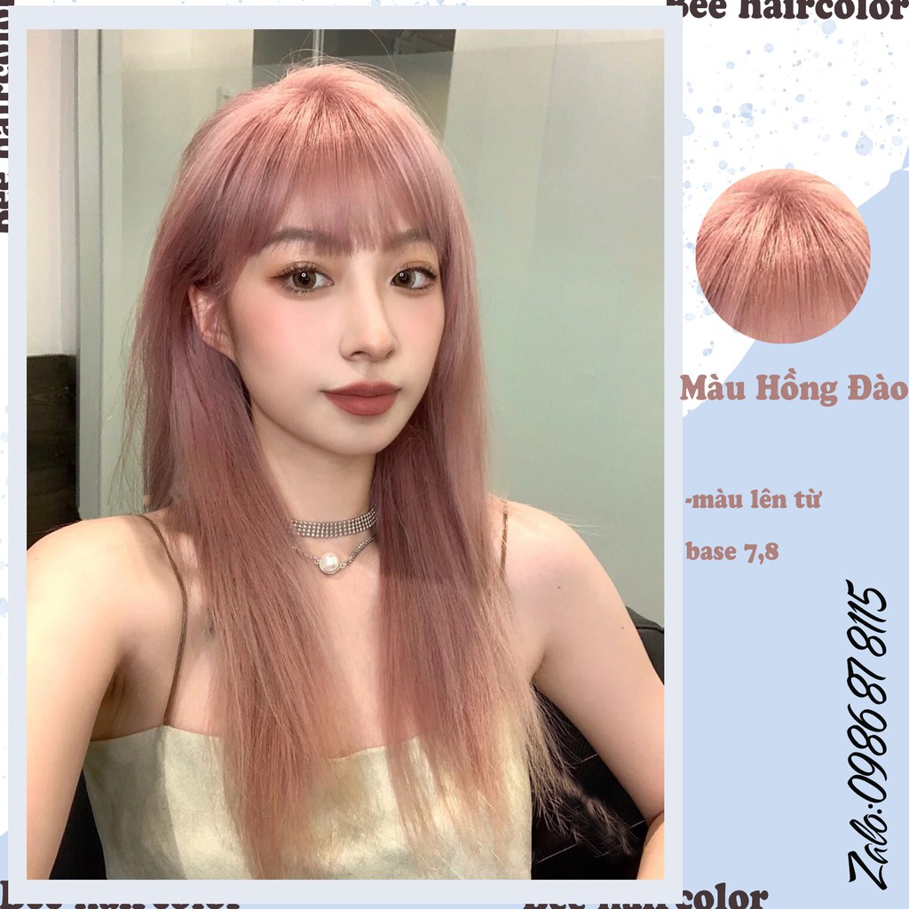 Thuốc Nhuộm Tóc màu Hồng Đào tặng oxy và gang tay