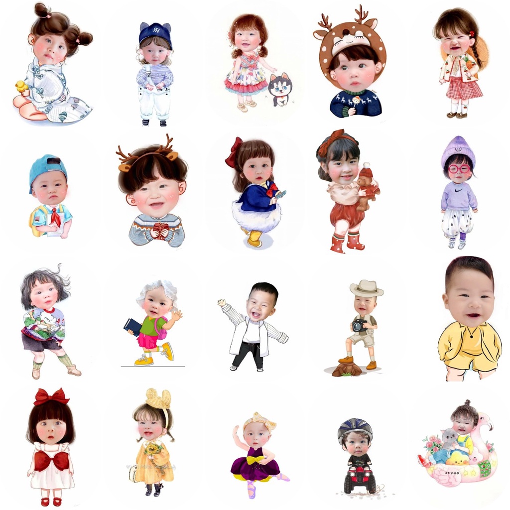 Chibi Sinh Nhật Bé Trai, Bé Gái - Chèn Hình Chibi Bé Trang Trí Sinh Nhật Thôi Nôi Siêu Hot 2023