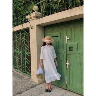 Váy Easy T-Dress Tủ Nhà Mây dáng rộng dài nhún xòe gấu màu trắng,vàng