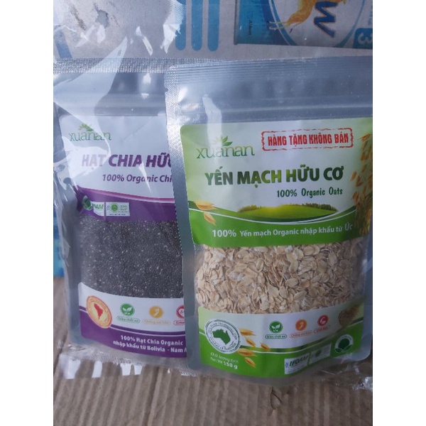 (quà 1 bịch yến mạch hữu cơ) Bịch Hạt chia Organic Xuân An bịch 300g Tặng  bịch yến mạch