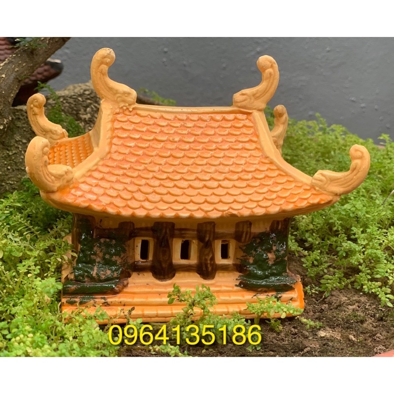 Tiểu cảnh chùa h12cm gốm sứ Bát Tràng