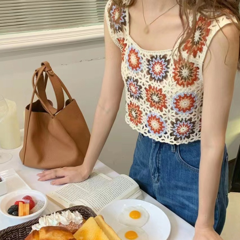 Áo Croptop Sát Nách Phong Cách Boho Pháp Thời Trang Cho Nữ