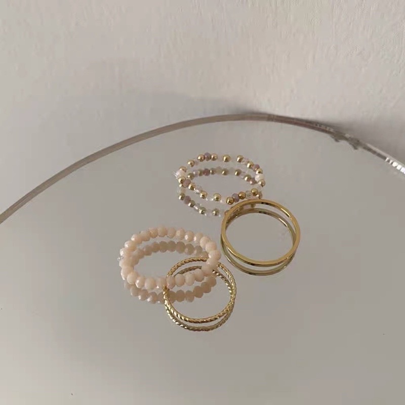 Set nhẫn 4 chiếc hạt cườm