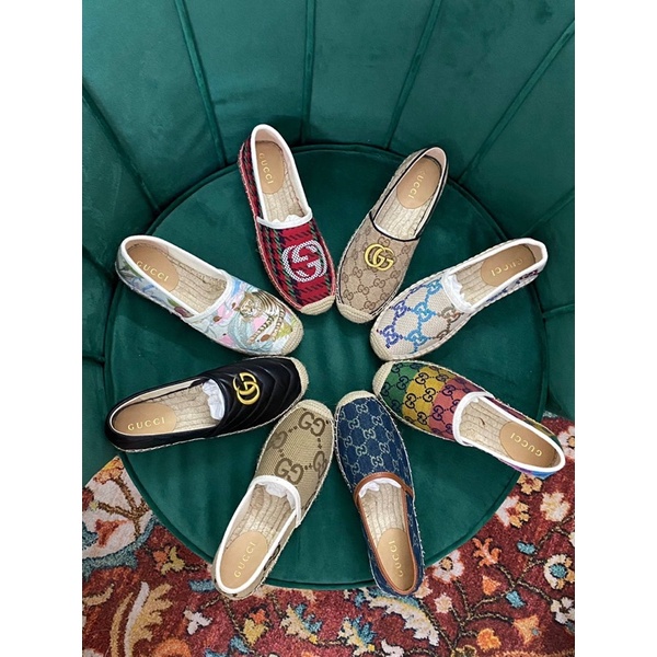 Giày lười đế cói cho nữ thương hiệu Gucci GC cao cấp mẫu 2022