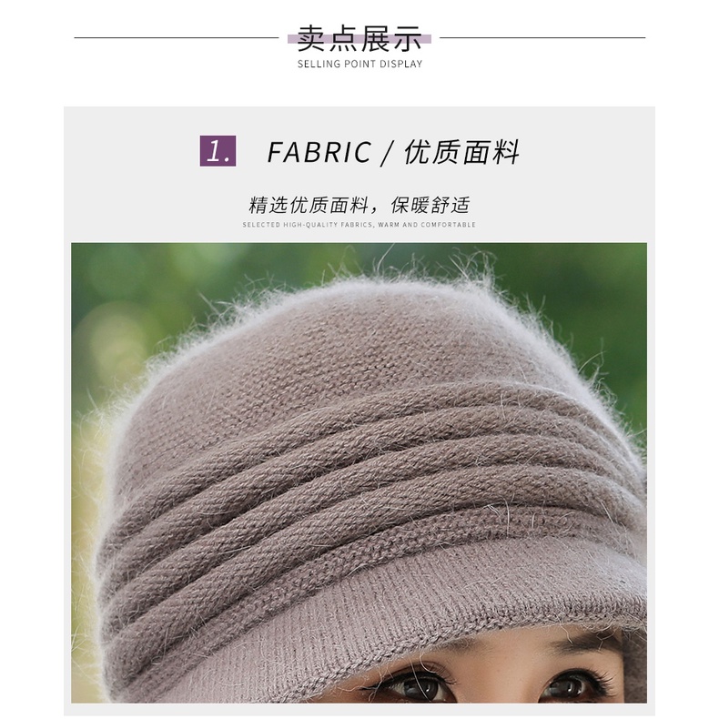 Mũ Len Dệt Kim Giữ Ấm Mùa Thu Đông Phong Cách Mới Cho Phụ Nữ Trung Niên