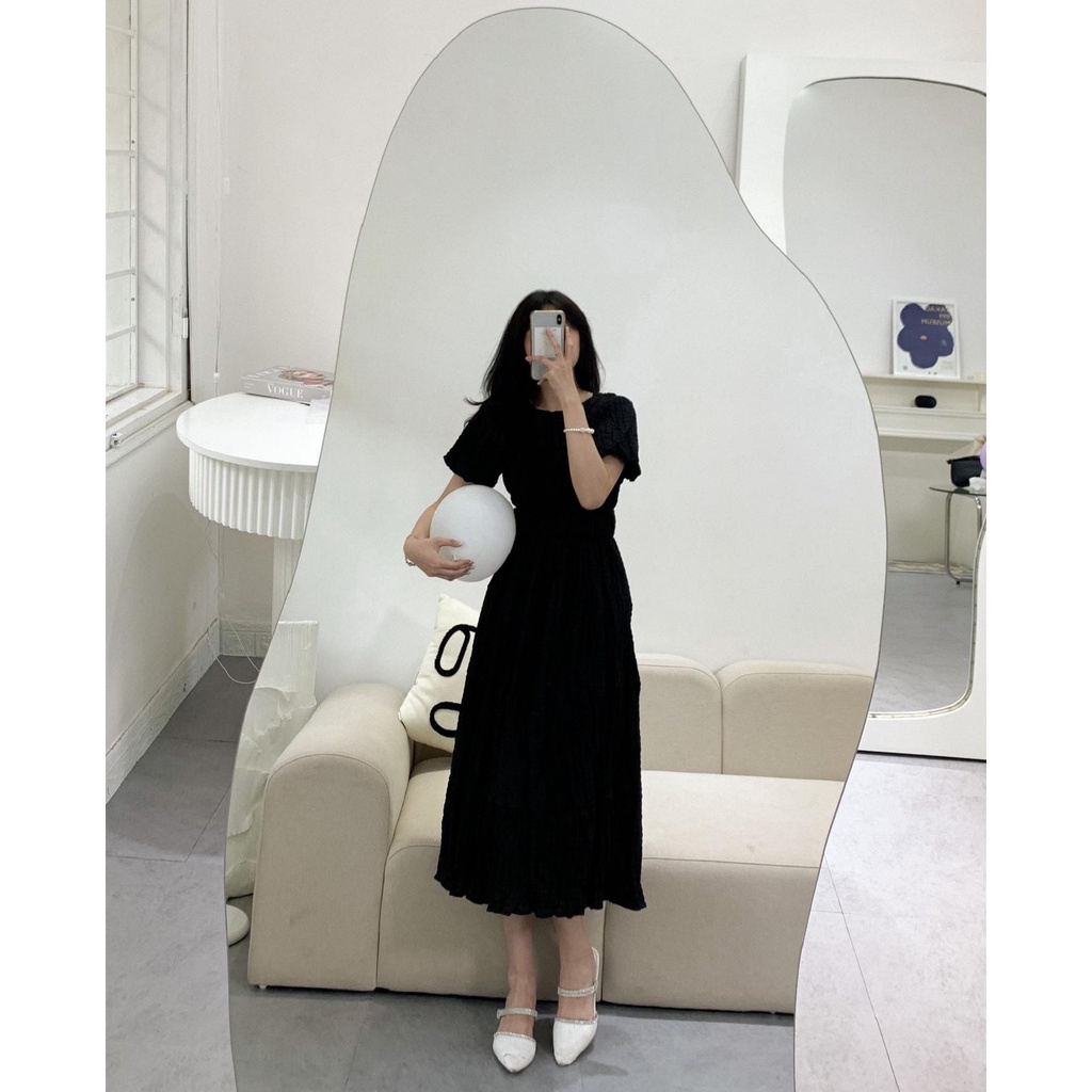 Váy đũi xốp cổ tròn xếp tầng cộc tay V683 SUSTORE